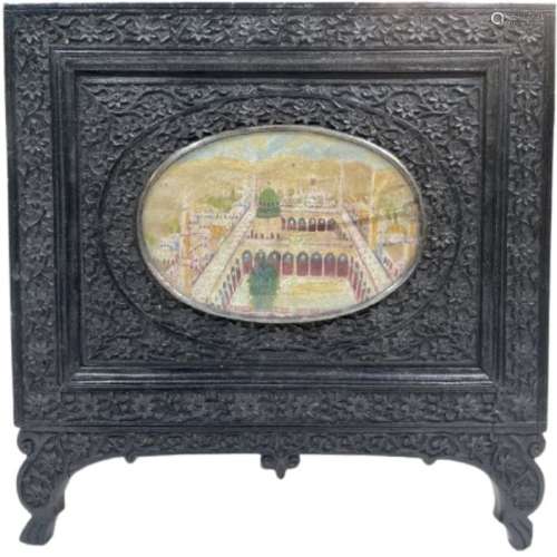 19th Century Ivorine Miniature In Indian Wooden Frames Depic...
