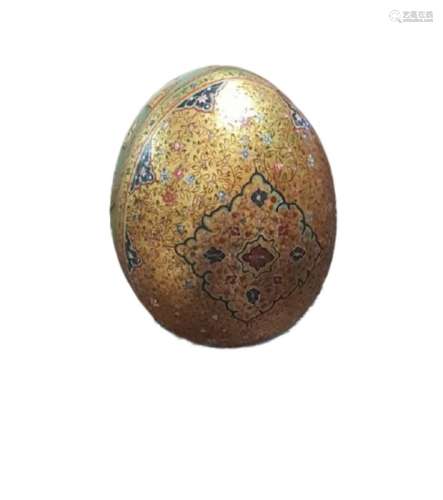 19th Century Indian Ostrich Egg Painted With Scenes Mecca Go...