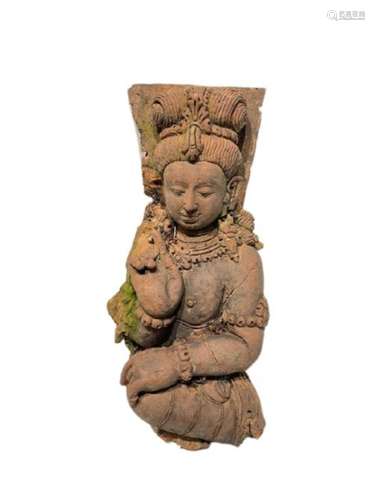 Large Indian Terracotta Buddha Figure Plaque