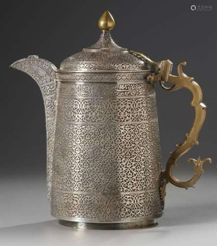 19th Century Silver Ottoman Turkish Jug With Calligraphic In...