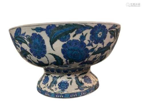 A LARGE CANTAGALLI IZNIK-STYLE POTTERY FOOTED BOWL, ITALY, 1...
