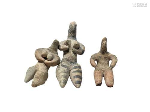 2nd millennium BC clay figurines of mother goddesses of anci...