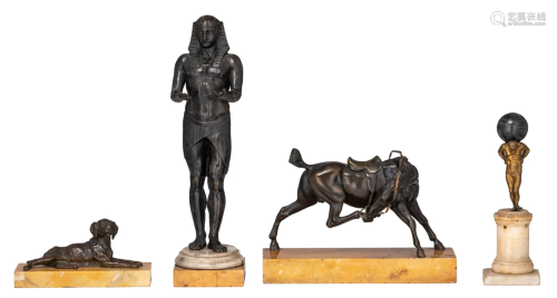 A collection of bronze statues, H 8 - 32,5 cm / 6 -