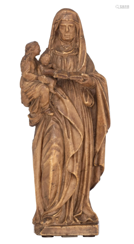 An alabaster Saint Anne with the Virgin and Child,