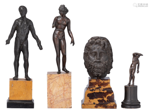 A collection of bronze Grand Tour bronze figures, 15,5