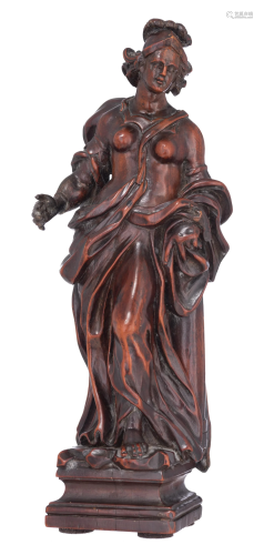 An exceptional boxwood sculpture of Minerva, early