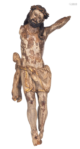 A sculptured Corpus Christi, 16thC, Southern Germany,
