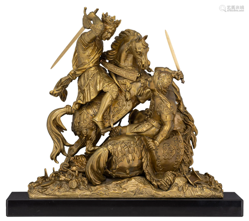 The combat between Charles Martel and Abderame, gilt