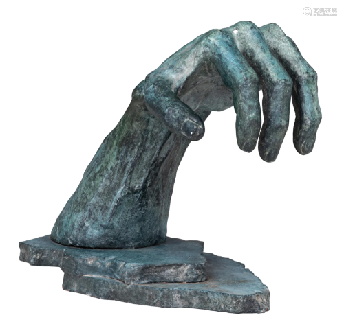 A patinated plaster hand, H 31 cmâ€¦