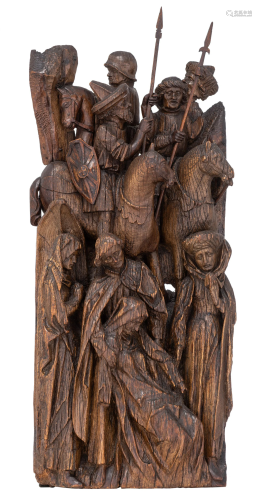 An exceptional oak altar fragment of a Golgotha group,