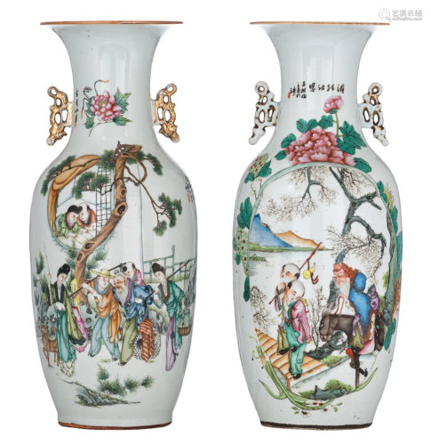 Two Chinese famille rose vases, Republic period, H