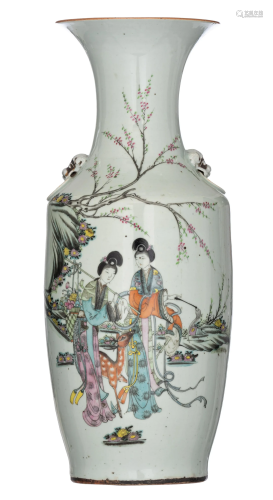 A Chinese famille rose 'Magu' vase, with signed text,