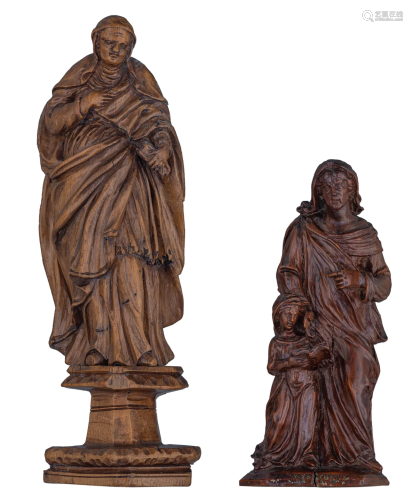 Two 17thC wooden sculptures, possibly Southern