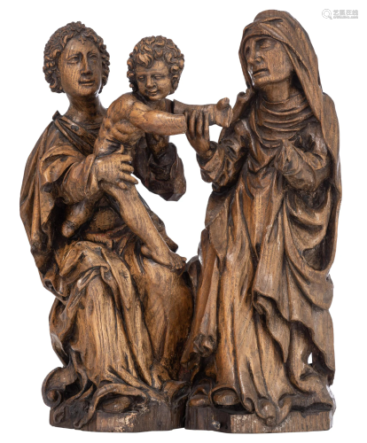 Virgin and Child with Saint Anna, oak, 16thC, H 52 - W