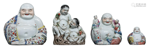 A collection of three Chinese famille rose Budai and