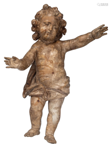 A fine Baroque limewood sculpture of an angel, 17thC,