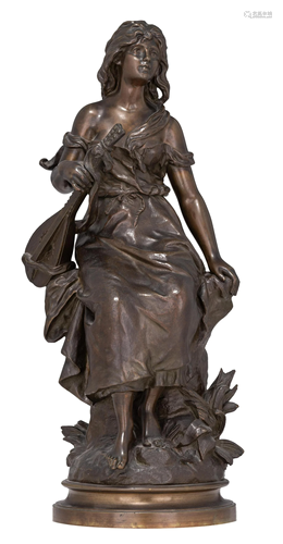 Moreau H. (1832-1927), a patinated bronze figure of a