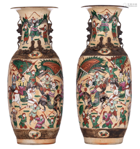 A pair of Chinese famille rose Nanking stoneware
