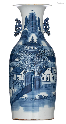 A Chinese blue and white vase, 19thC, H 58 cmâ€¦