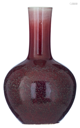 A Chinese sang-de-boeuf bottle vase, 20thC, H 38,5