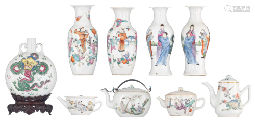A collection of Chinese famille rose vases and