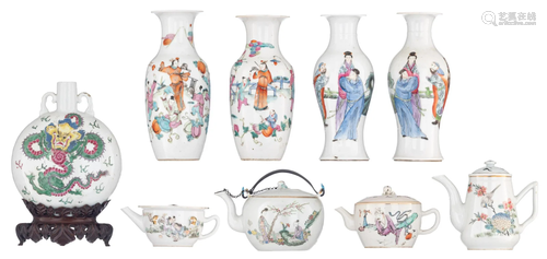 A collection of Chinese famille rose vases and