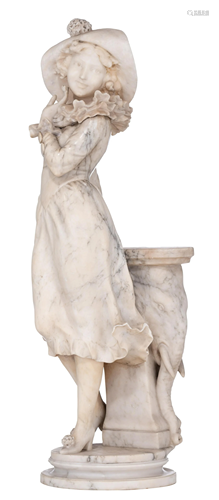 Colinel Cl., a Carrara marble figure of a girl, H 76