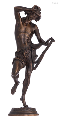 A. Charlier, a Bacchus figure, patinated bronze,