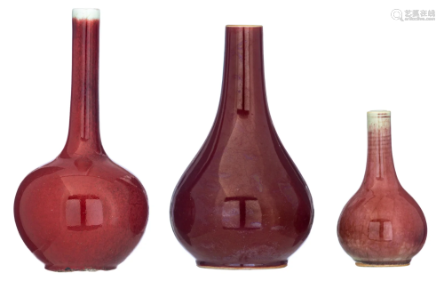 A collection of three Chinese Langyao bottle vases,