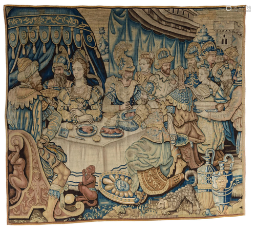 A 17thC wall tapestry depicting a mythological