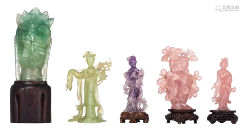 A collection of Chinese semi-precious stone figures,