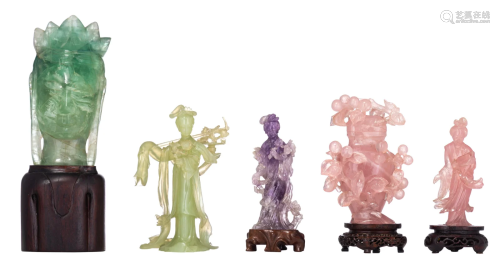 A collection of Chinese semi-precious stone figures,
