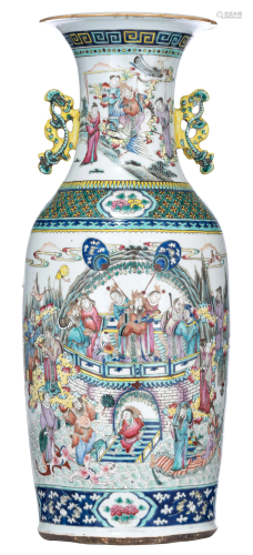 A Chinese famille rose vase, 19thC, H 60 cmâ€¦