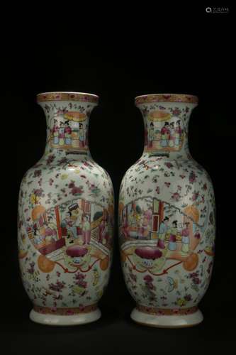 A Pair of Canton-enamel Vases