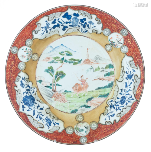 A Chinese iron-red and famille rose export porcelain