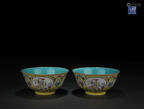 A Pair of  Famille Rose Bowls