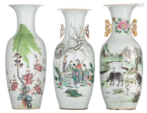 Three Chinese Republic period famille rose vases, some