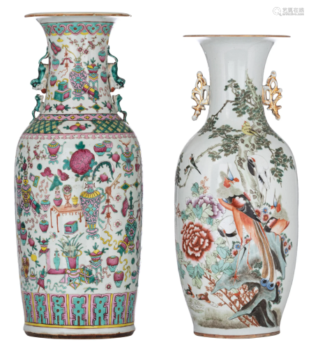 A Chinese famille rose vase and a new fencai vase,