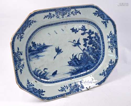 An 18th century Chinese export blue and white platter