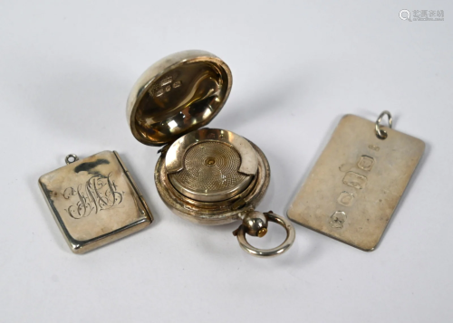Silver sovereign case, stamp-fob and pendant