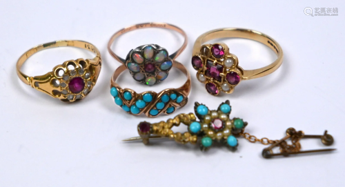 Four various antique rings