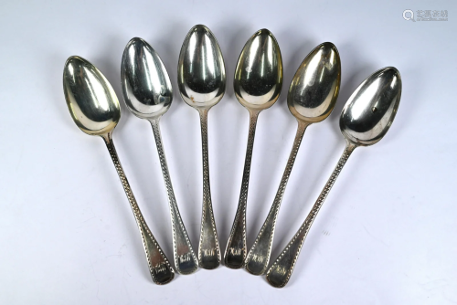 Six George III silver tablespoons, London 1816