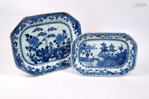 Two 18th century Chinese export blue and platters,