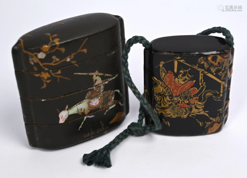 Two 19th century Japanese lacquered four-section inro,