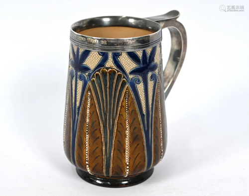 A Victorian Doulton Lambeth stoneware mug