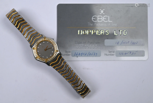 Lady's Ebel diamond-set stainless steel wristwatch