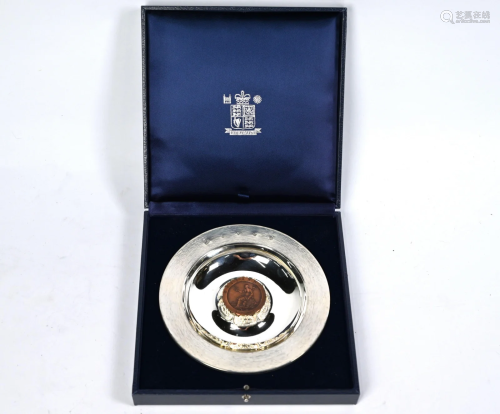 Royal Mint 'Cartwheel Penny' Britannia silver dish