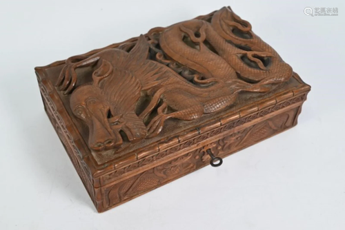 A mid 20th century Chinese hardwood cigarette box and