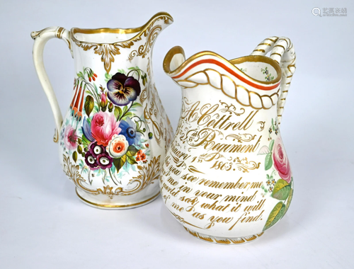 A Victorian Staffordshire china jug