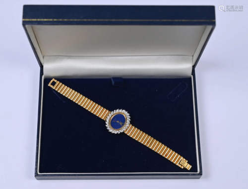 Lady's Royama 18K dress watch set with diamonds